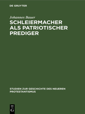 cover image of Schleiermacher als patriotischer Prediger